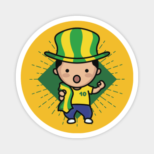 Cute Brazil Football Fan // Kawaii Cute Brasil Soccer Supporter Magnet